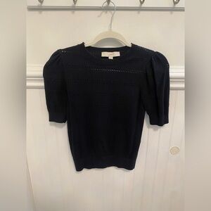 LOFT Black Textured Knit Top